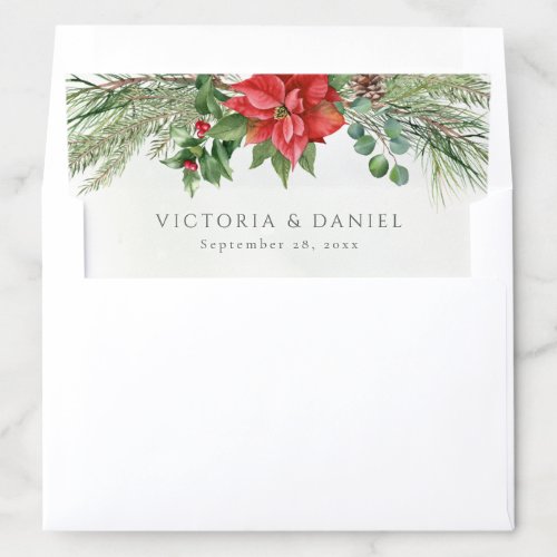 Christmas Poinsettia Winter Greenery Wedding Envelope Liner