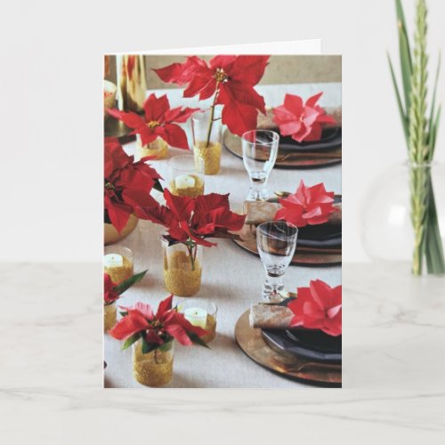 CHRISTMAS POINSETTIA WISHES FOR ONE AND ALL CARD