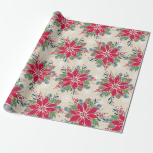 Christmas Poinsettia Wrapping Paper
