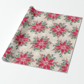 Christmas Poinsettia Wrapping Paper