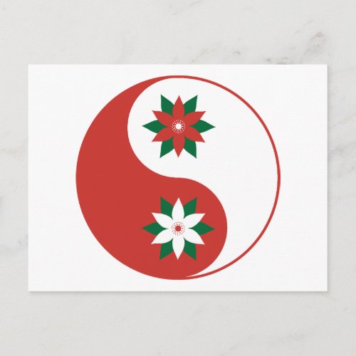 Christmas Poinsettia Yin Yang Postcard
