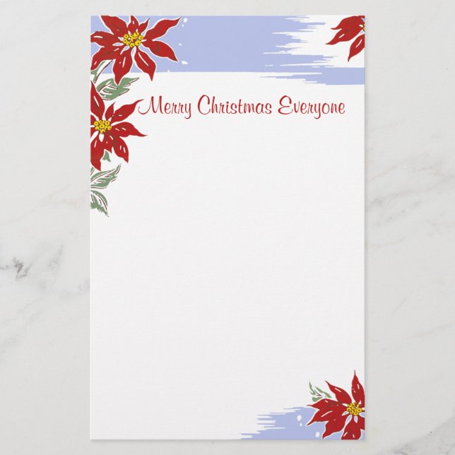Christmas Poinsettias 2  Stationery (Front)