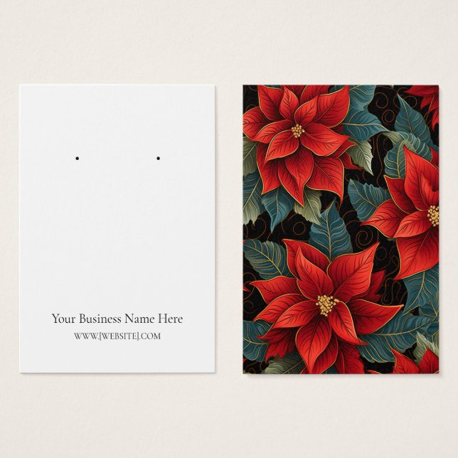 Christmas Poinsettias Earring Display Card (Front & Back)
