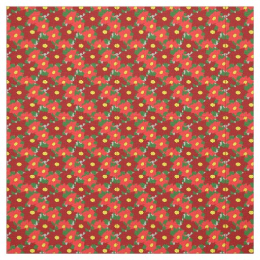 Christmas Poinsettias  Fabric