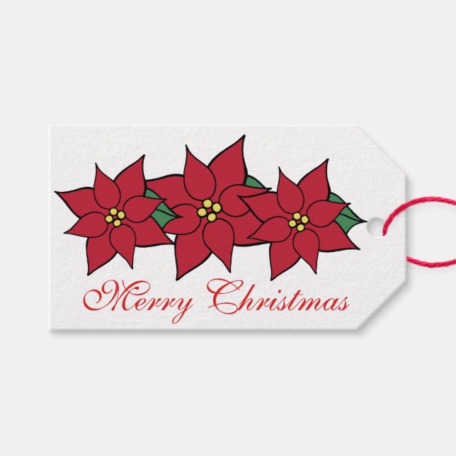 Christmas Poinsettias Gift Tags  (Front (Horizontal))