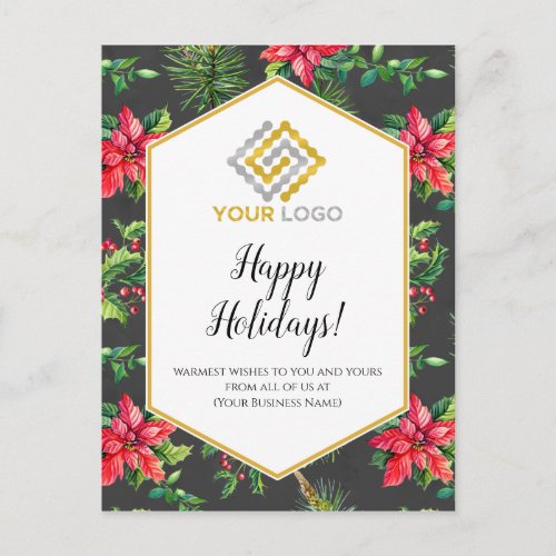 Christmas Poinsettias Logo Business Postcard