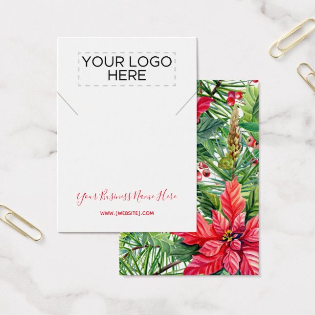 Christmas Poinsettias Necklace Display Card (Office)
