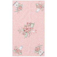 Christmas Poinsettias on Pink Glitter Background 