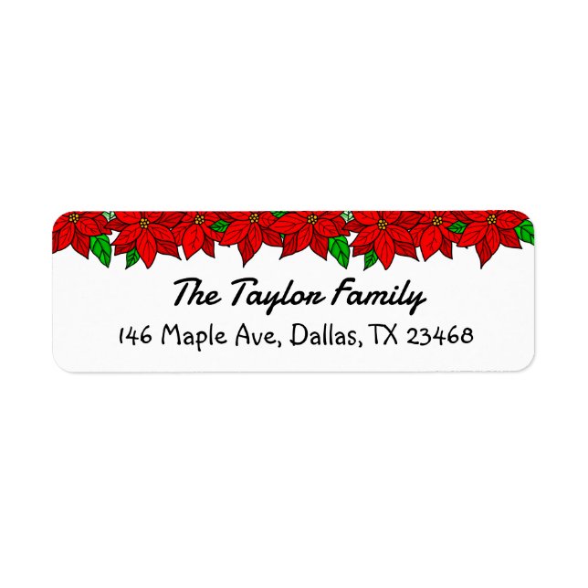 Christmas Poinsettias Personalized Label (Front)