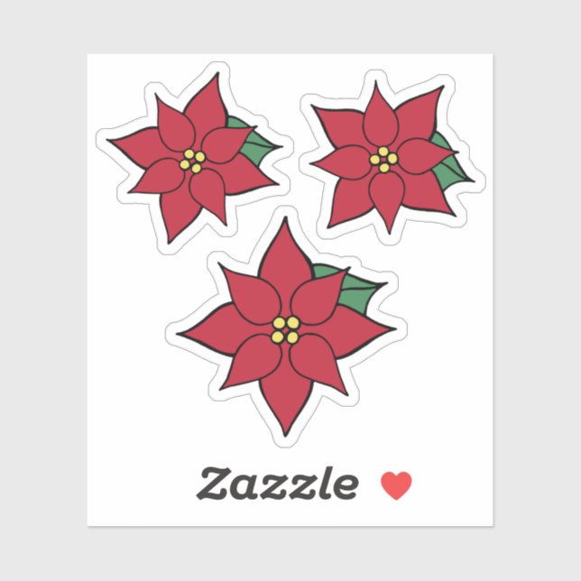 Christmas Poinsettias Stickers  (Sheet)