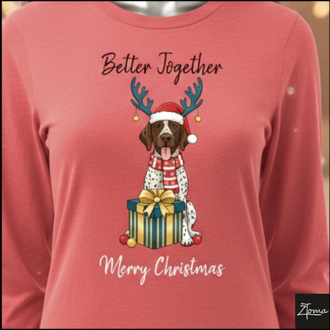 Christmas Pointer Dog Ticked Gift Graphic Tri-Blend Shirt (Creator Uploaded)