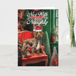Christmas Pointing Griffon Dog Naughty or Nice Holiday Card