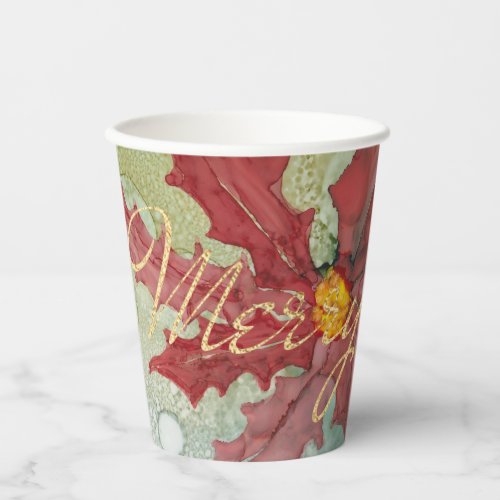 Christmas Pointsetta Paper Cups