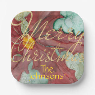 Christmas Pointsetta Paper Plates