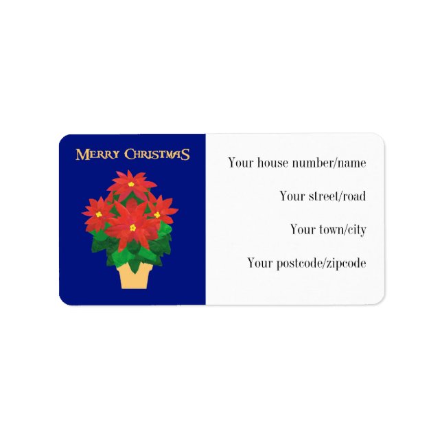 Christmas Pointsettia Return Address Label (Front)