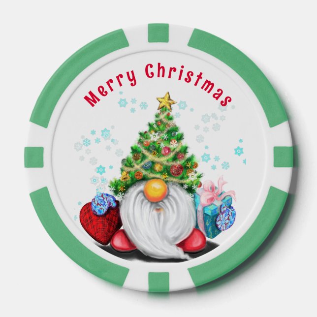 Christmas Poker Chips Gnome with Gifts (Front)