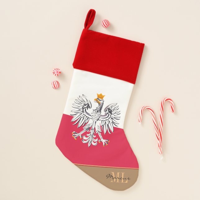 Christmas Poland & Polish Flag patriots /students Christmas Stocking (Front)