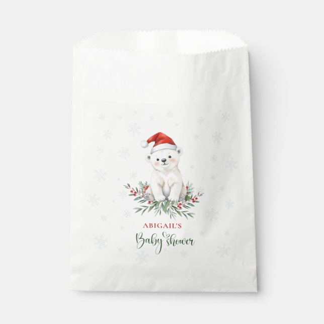Christmas Polar Bear Baby Shower  Favor Bag (Front)