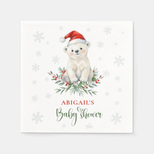 Christmas Polar Bear Baby Shower Welcome Sign Napkins