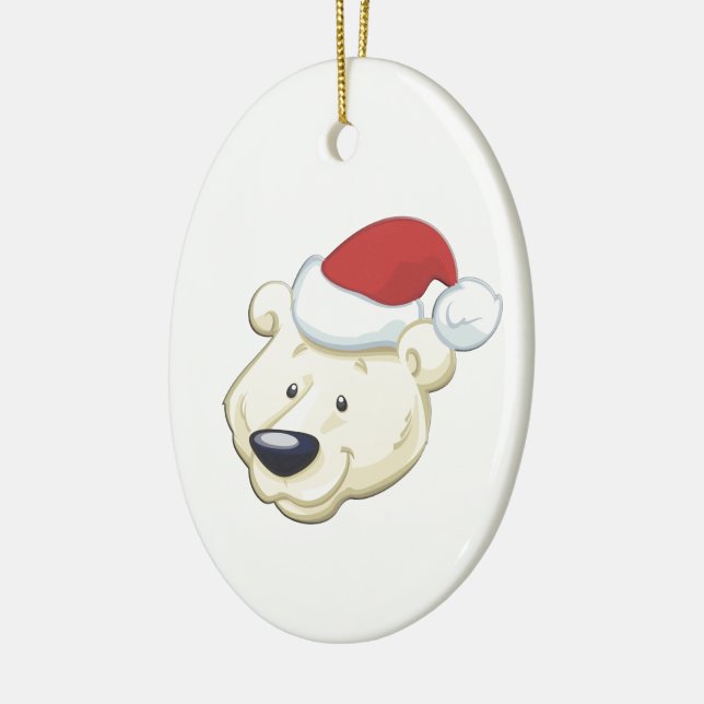 Christmas Polar Bear Ceramic Ornament (Left)