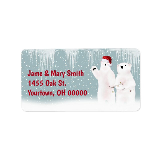 Christmas Polar Bear Couple Label (Front)