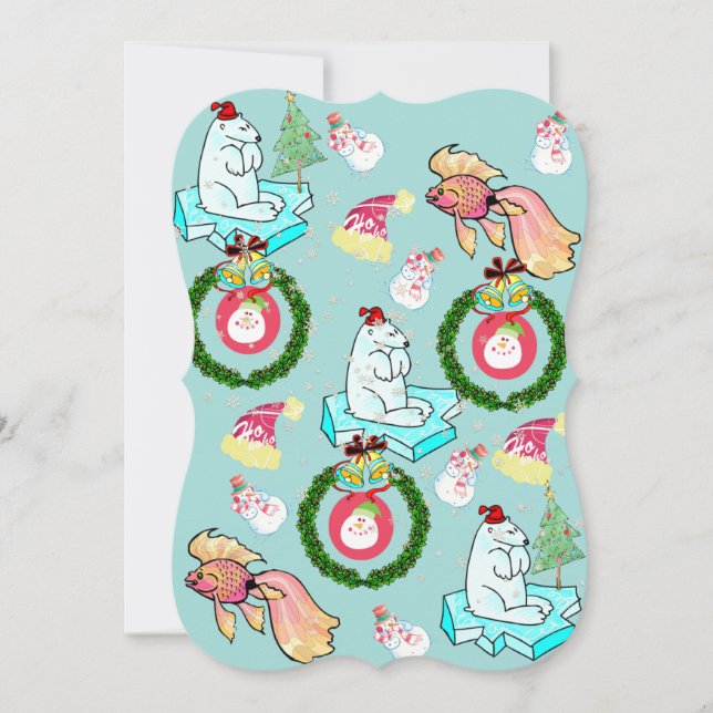 Christmas Polar Bear Flat Greeting Card (Front)