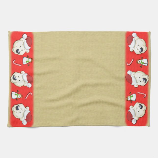 Christmas Polar Bear Gold Towel (Horizontal)
