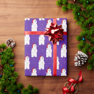 Christmas Polar Bear in Snowflakes  Wrapping Paper