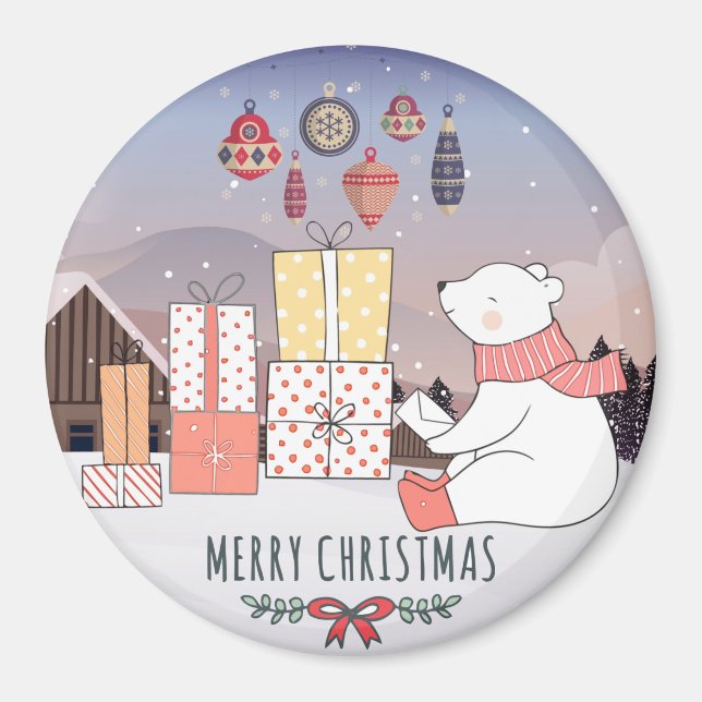 Christmas Polar Bear Magnet (Front)