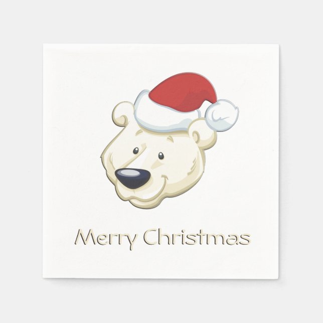 Christmas Polar Bear Merry Christmas Napkins (Front)