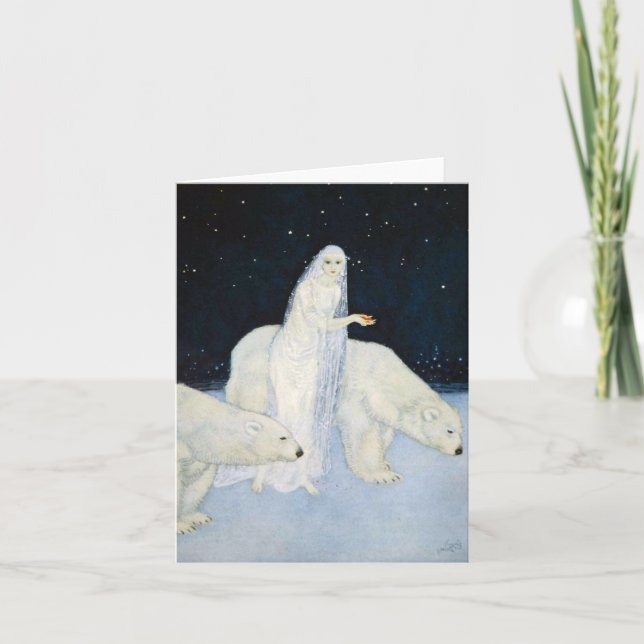 Christmas Polar Bear  Note Cards - Edmund Dulac (Front)