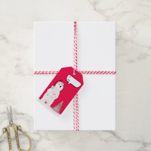 Christmas Polar Bear on Red Gift Tags