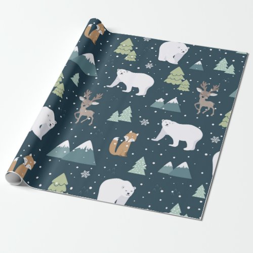 Christmas Polar Bear Pattern Wrapping Paper