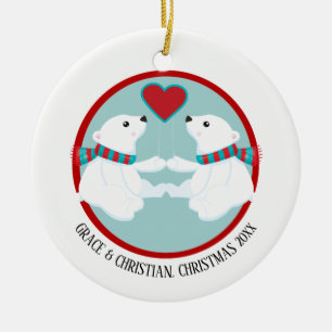Christmas Polar Bear Personalized Ceramic Ornament