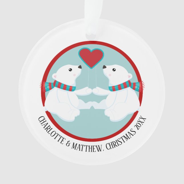Christmas Polar Bear Personalized Photo Ornament (Front)