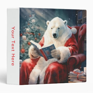 Christmas Polar Bear reading 3 Ring Binder