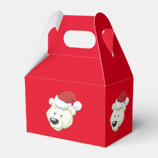 Christmas Polar Bear Red Favor Boxes