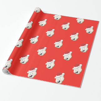 Christmas Polar Bear Red Wrapping Paper