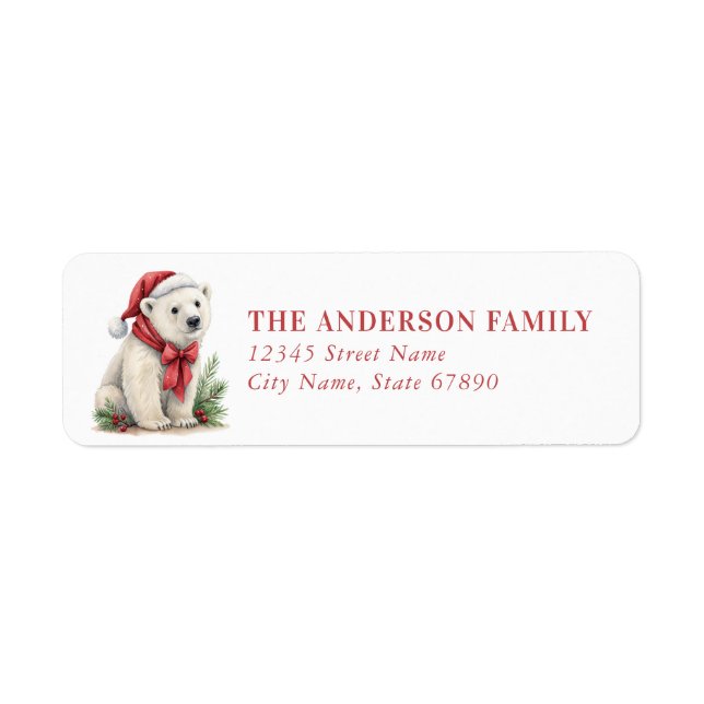 Christmas Polar Bear Return Address Labels (Front)