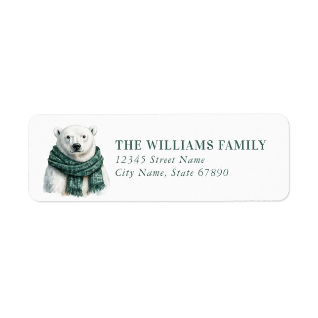 Christmas Polar Bear Return Address Labels (Front)