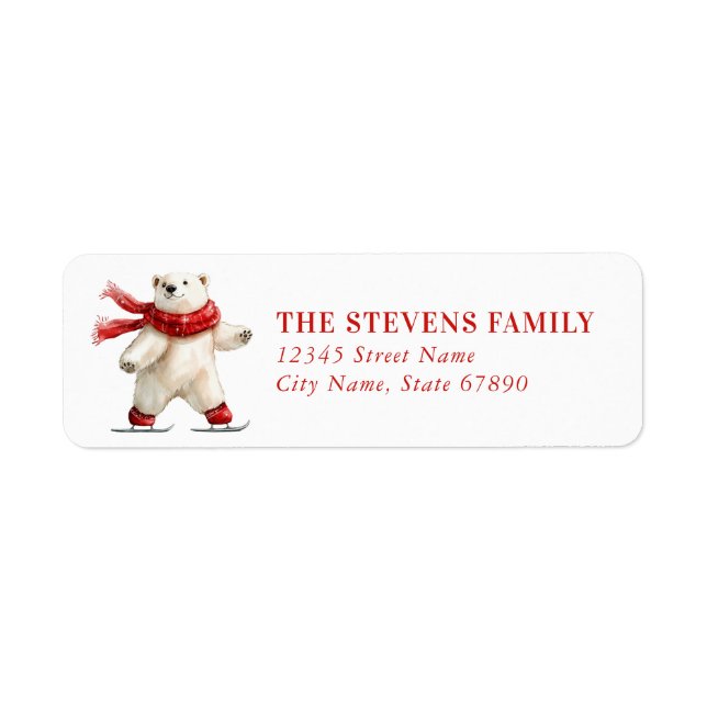 Christmas Polar Bear Return Address Labels (Front)