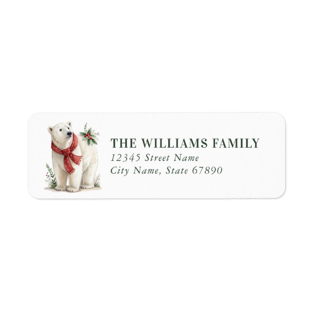 Christmas Polar Bear Return Address Labels (Front)
