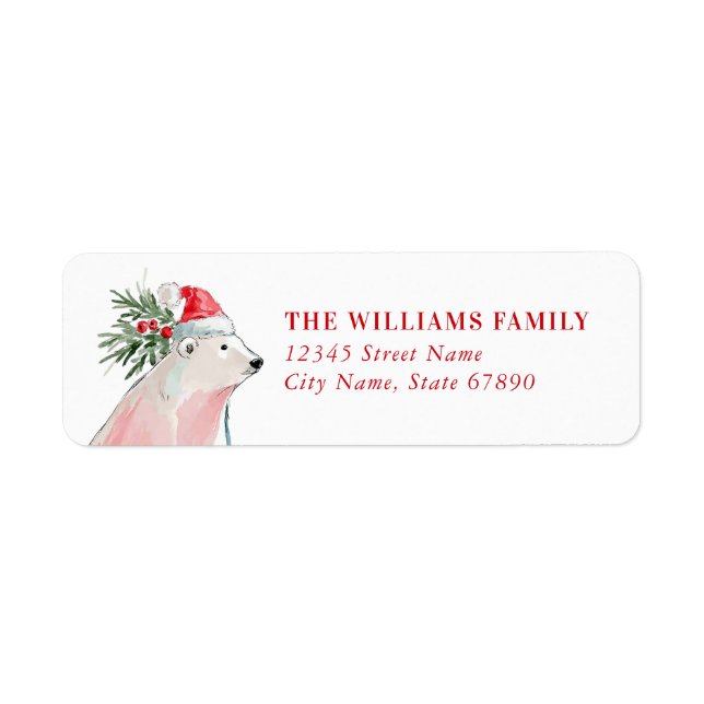 Christmas Polar Bear Return Address Labels (Front)