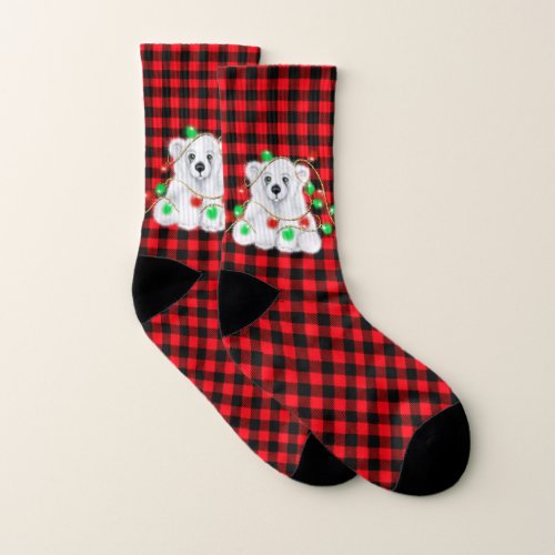 Christmas polar bear Santa bear Socks