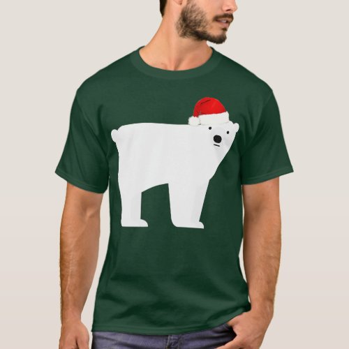 Christmas Polar Bear Santa Hat T_Shirt