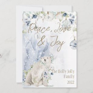 Christmas Polar Bear Snow Foliage Gold Personalize