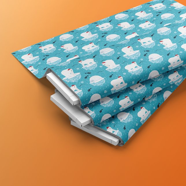 Christmas Polar Bear Winter Seamless Pattern Fabric (Creator Uploaded)