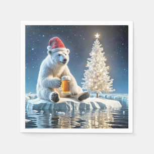 Christmas Polar Bear With Beer Napkins
