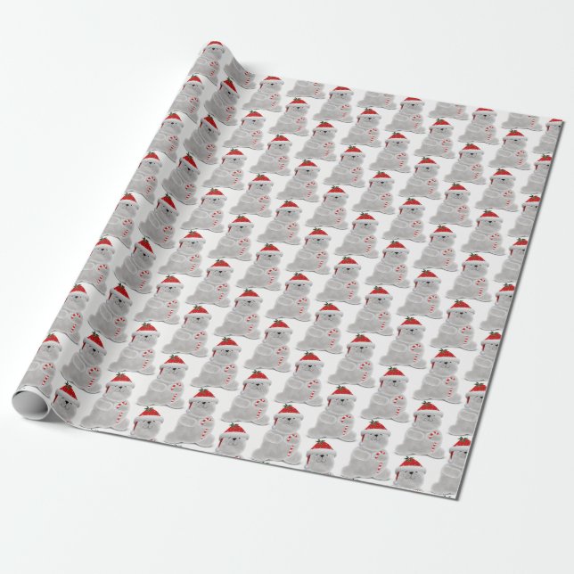 Christmas polar bear with candy cane wrapping paper (Unrolled)