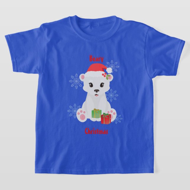 Christmas Polar Bear with Gifts T-Shirt (Laydown)